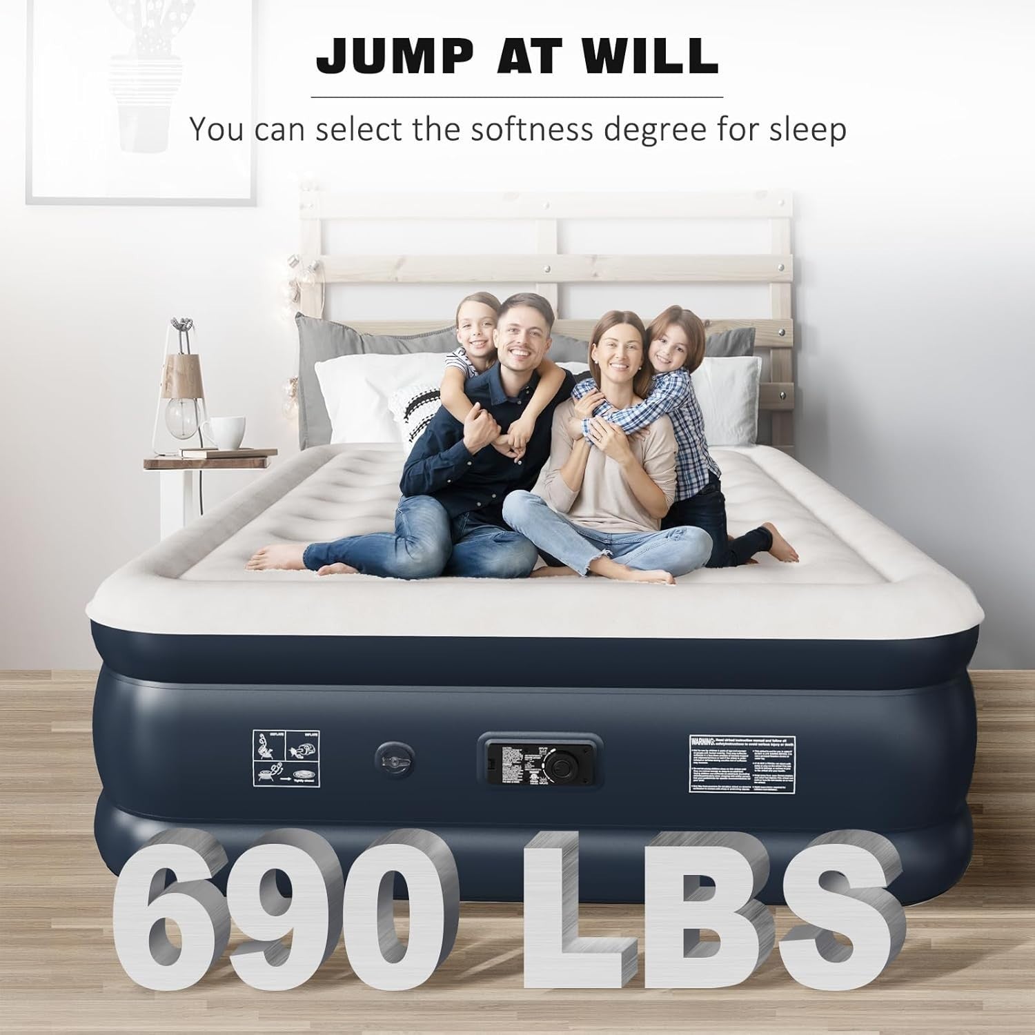 King Inflatable Air Bed Built-In Electric Pump 46cm Raised Guest Mattress