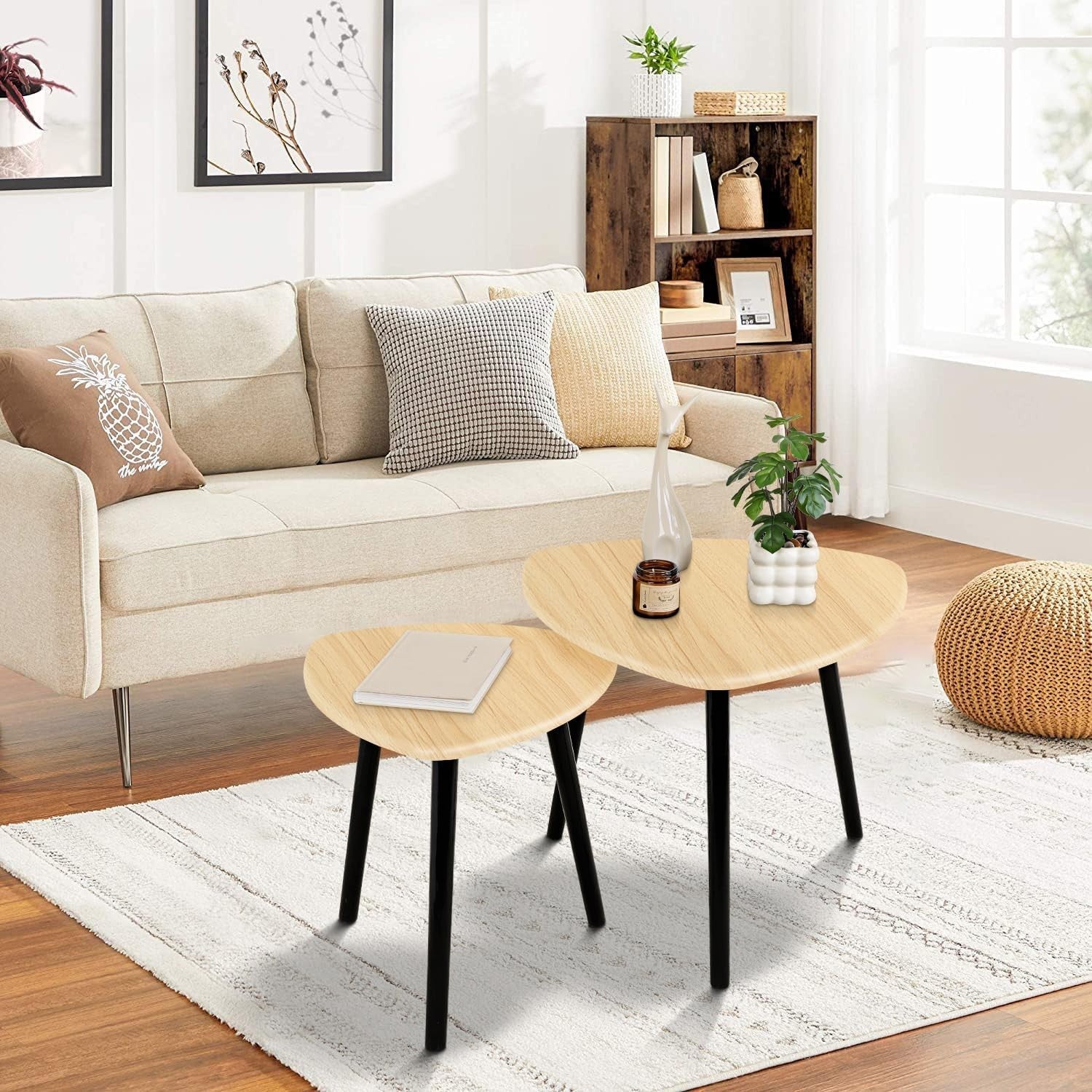Walnut Wood Coffee Table End Side Accent Furniture 55x55cm Home Office Decor