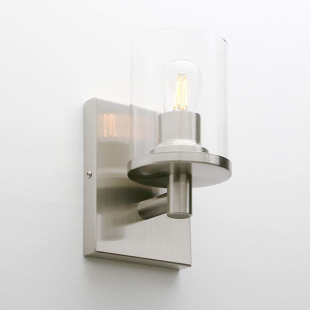 Modern Glass Wall Sconces Set of 2, Dimmable Vintage Style Indoor Lights