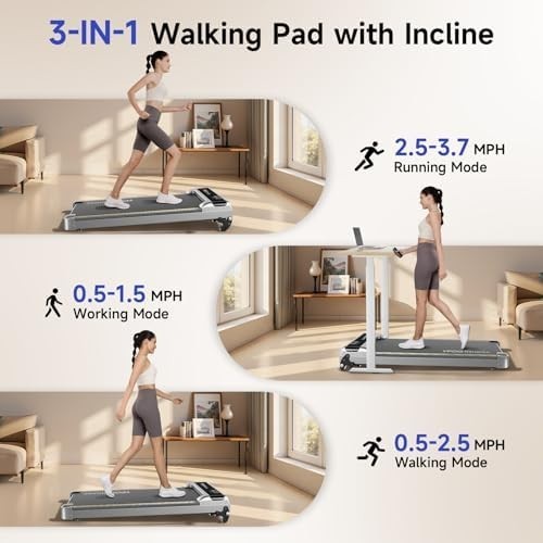 Under Desk Walking Pad 3-in-1 Incline Treadmill Home Office LED App