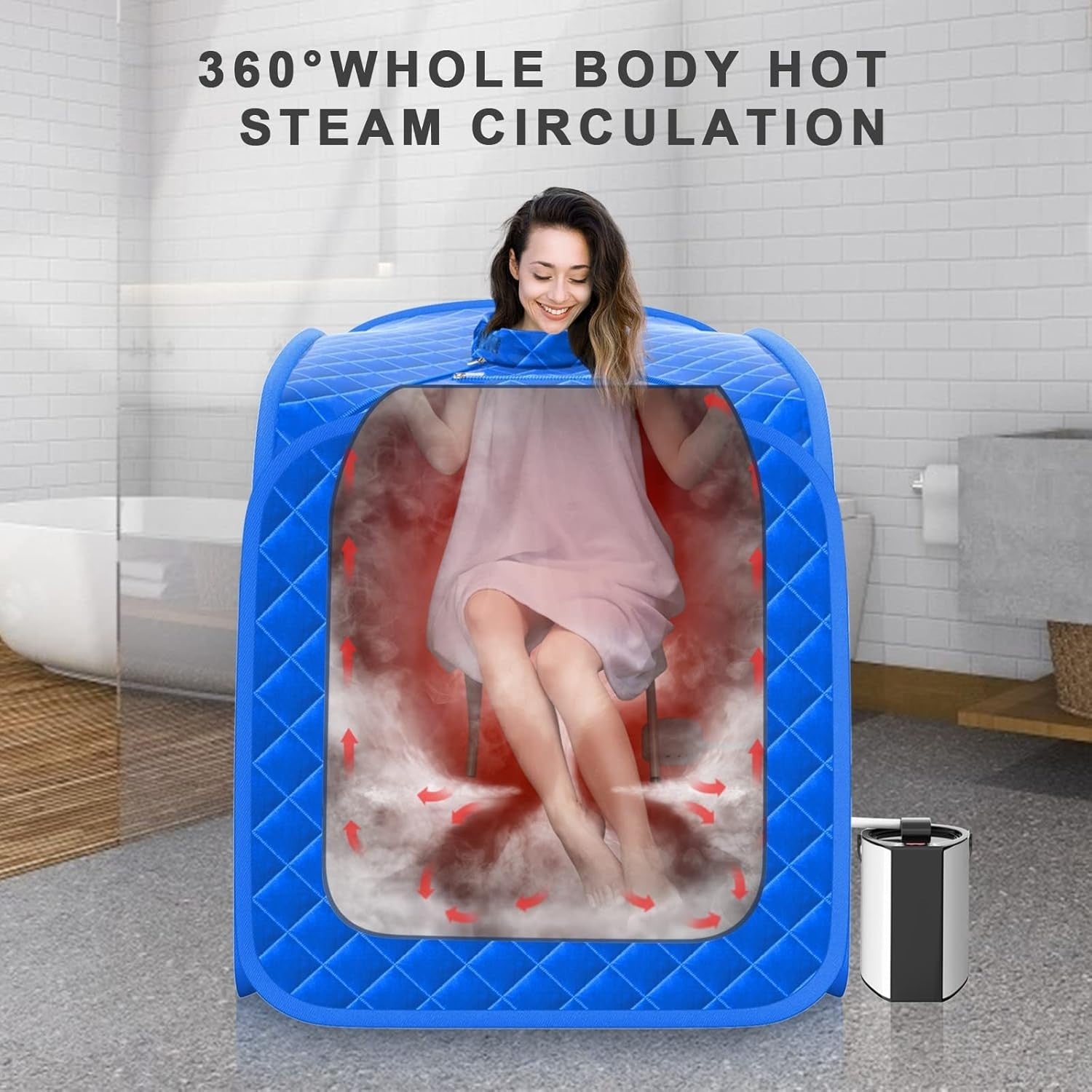 Portable Full Body Steam Sauna Tent Blue – 3L Steamer, Chair & Remote