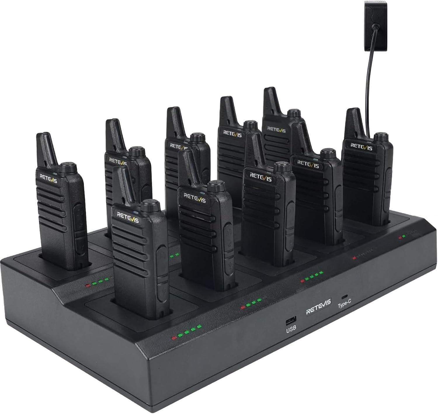 Compact Walkie Talkies 10 Pack 2 Way Radios PMR446 w/ 10 Way Charger