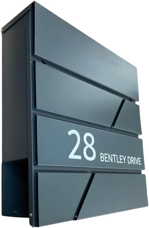 Lockable Wall Mounted Post Box Waterproof Grey Mailbox Secure Large Capacity