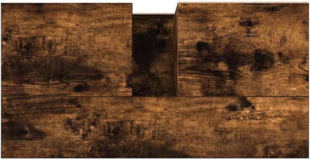 Smoked Oak Bathroom Vanity Cabinet 65cm Under Sink Storage Unit Cupboard Drawers