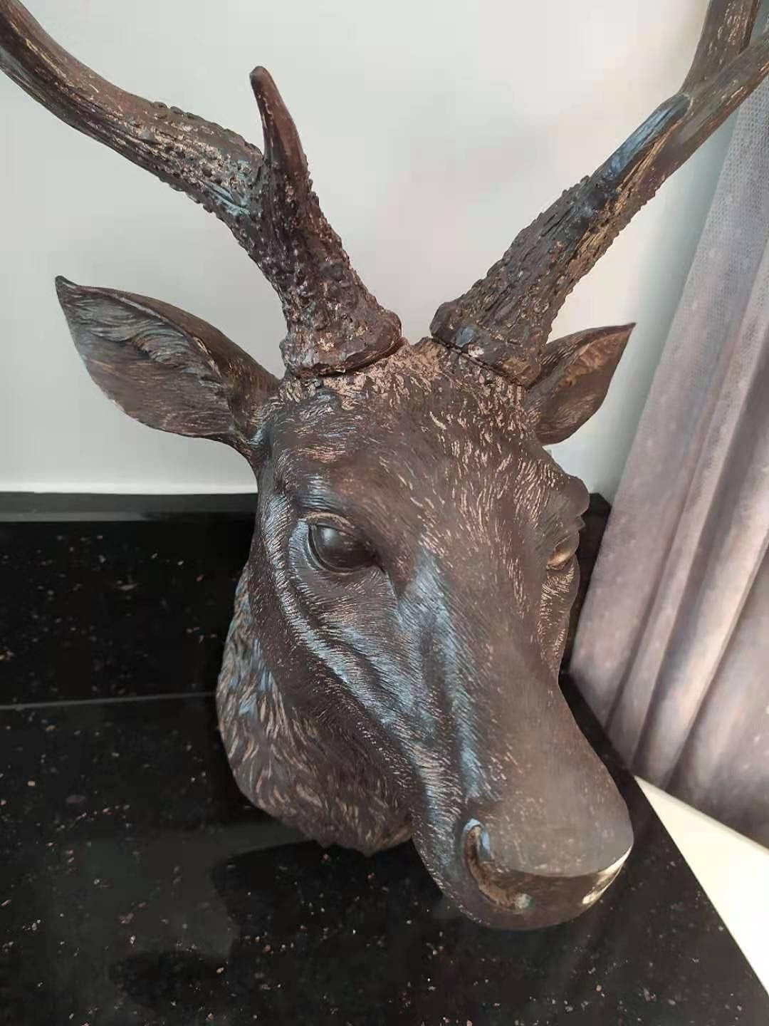 Large Vintage Resin Stag Head Wall Mount Sculpture