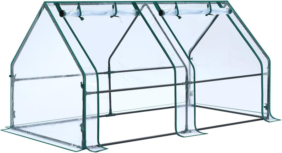 Portable Mini Greenhouse 180x90x90cm Waterproof PE Cover & Zipper Doors