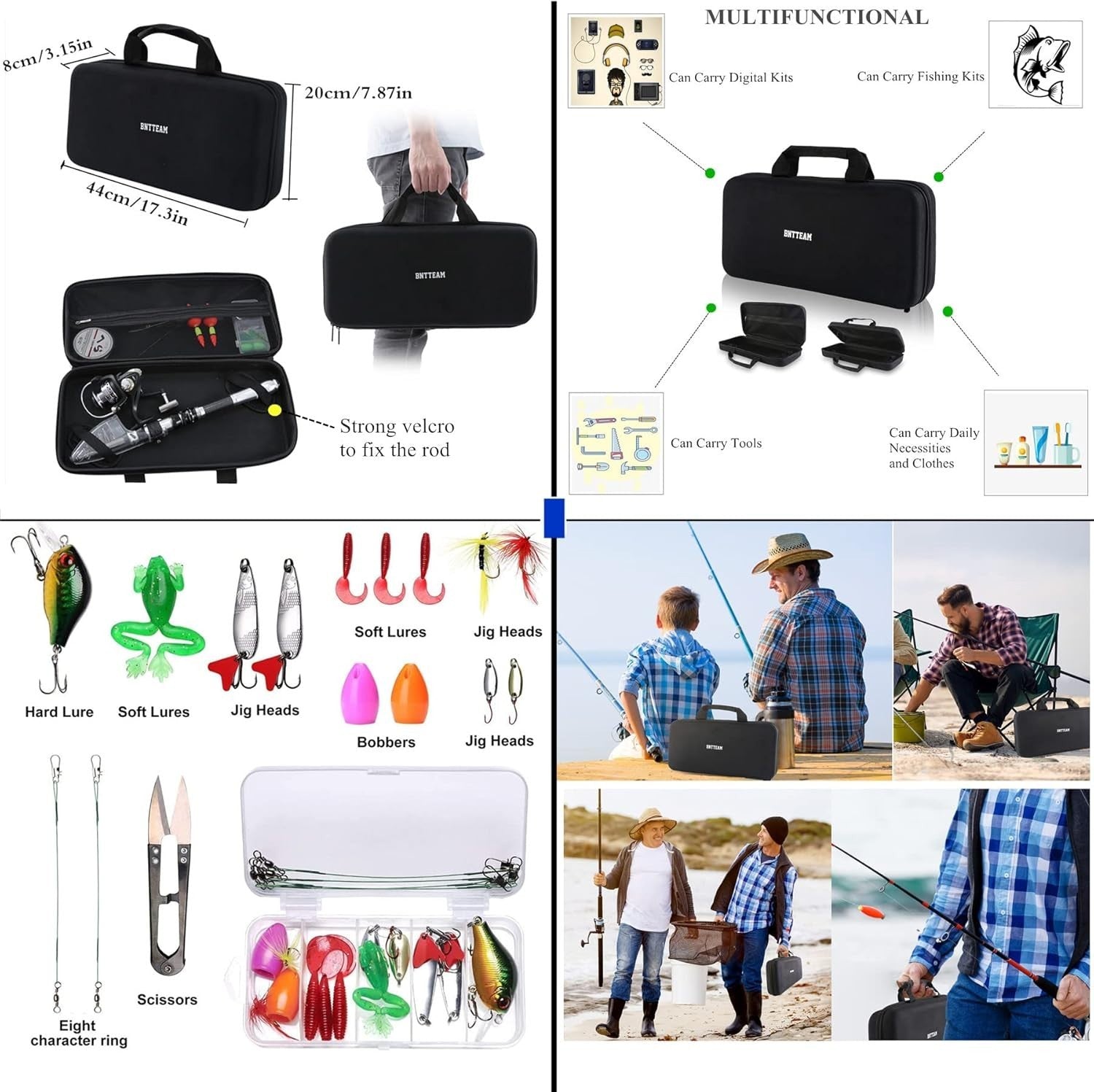 Telescopic Carbon Fiber Fishing Rod & Reel Travel Kit 1.8M Full Set