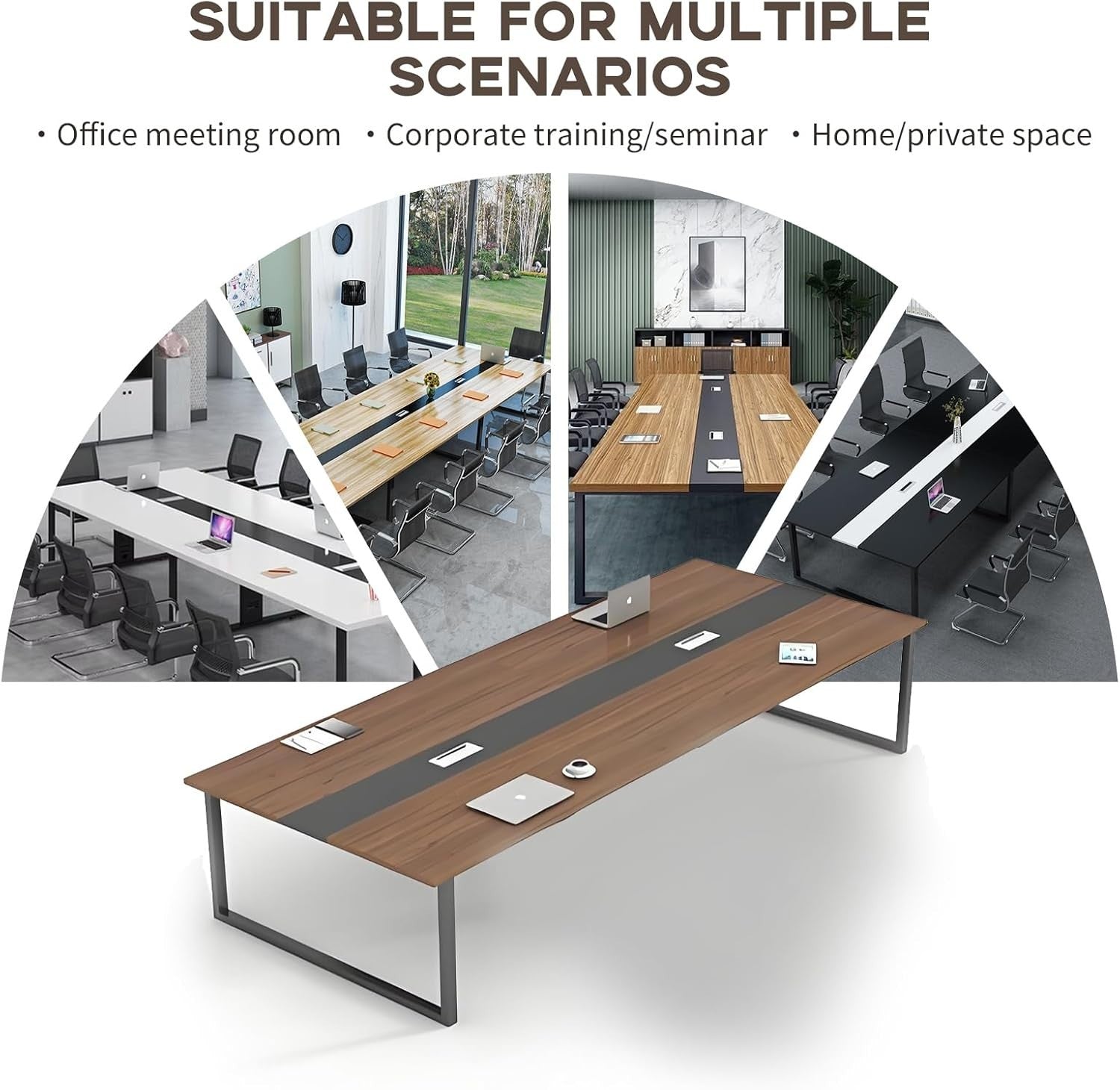 Black Conference Table 120cm w/ Metal Frame & Scratch-Resistant Office Top