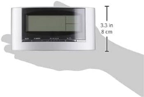 Solar Powered Radio Controlled Alarm Clock LCD Snooze Silver Black