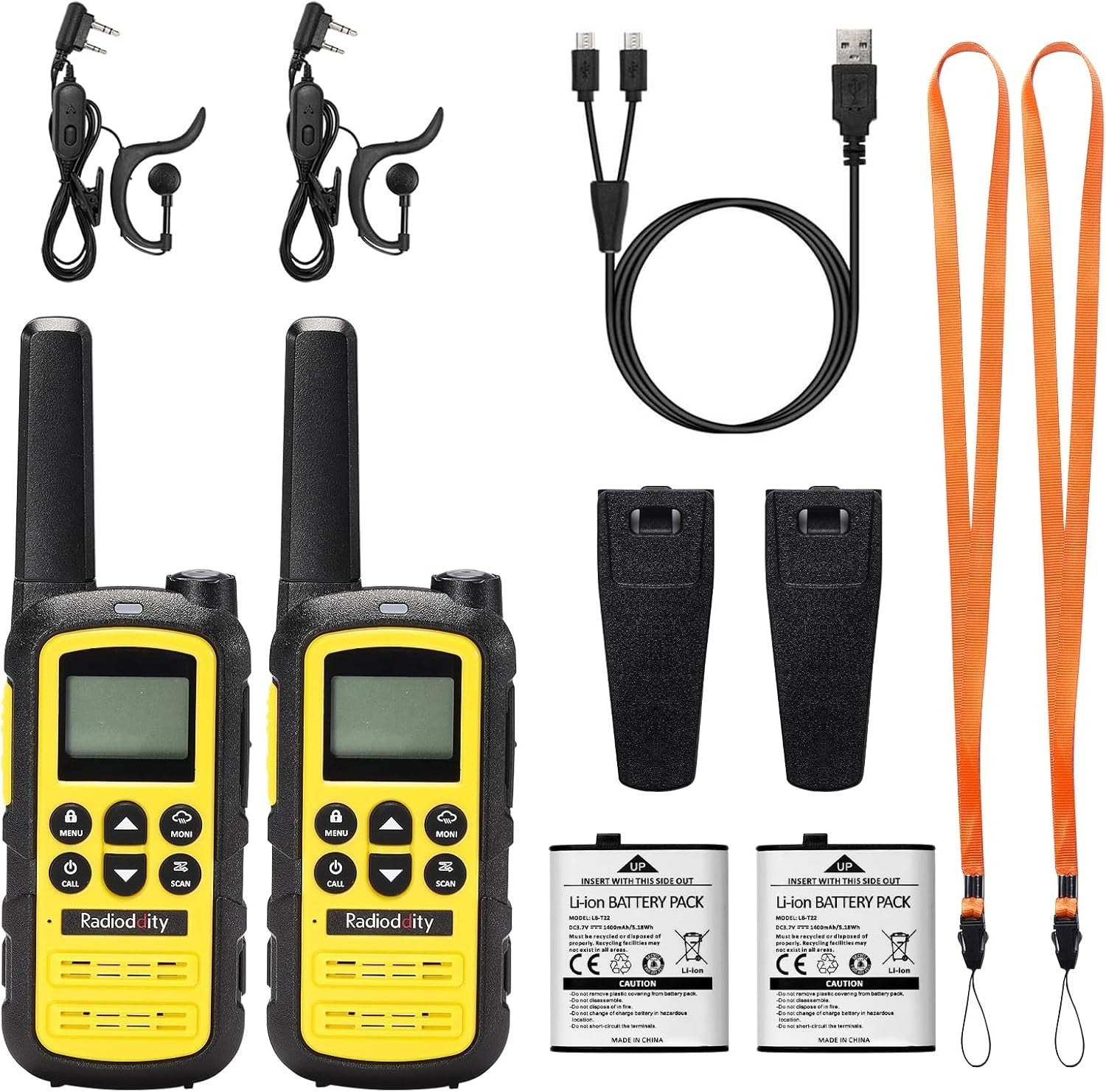 Kids Walkie Talkies Rechargeable PMR446 Long Range VOX USB-C 2 Pack