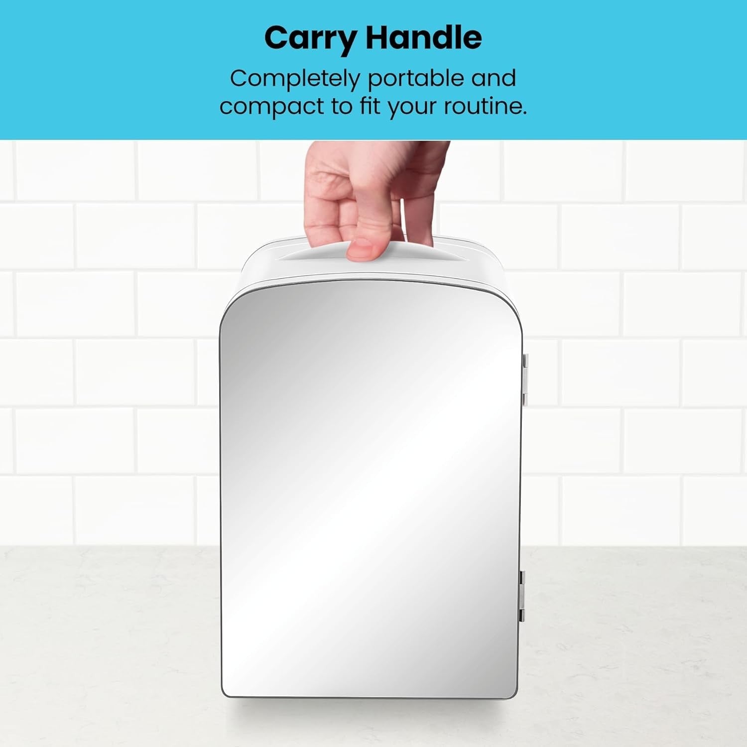 4L Mini Fridge Mirrored White Cooler & Warmer Portable Desk Cosmetic