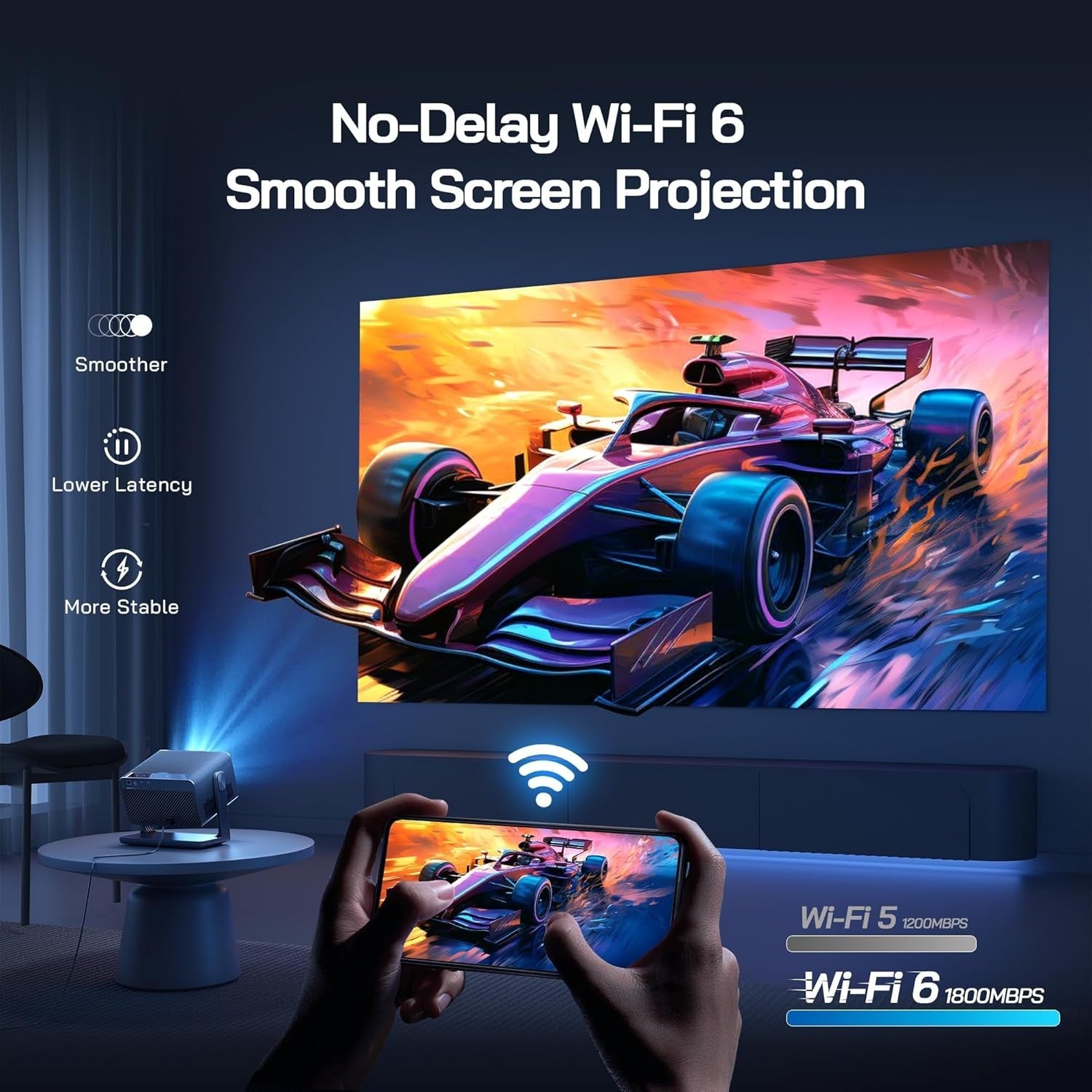 Netflix 4K Smart Mini Projector 900 ANSI WiFi 6 Bluetooth Auto Focus