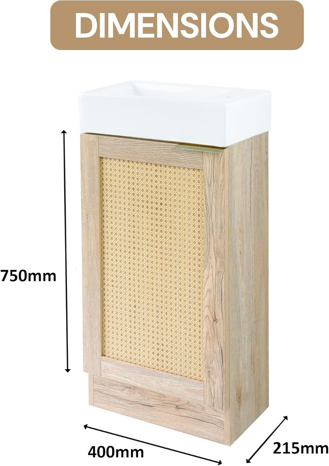 Slim 400mm Bathroom Vanity Unit with Basin Floor Standing Sink Storage Cabinet