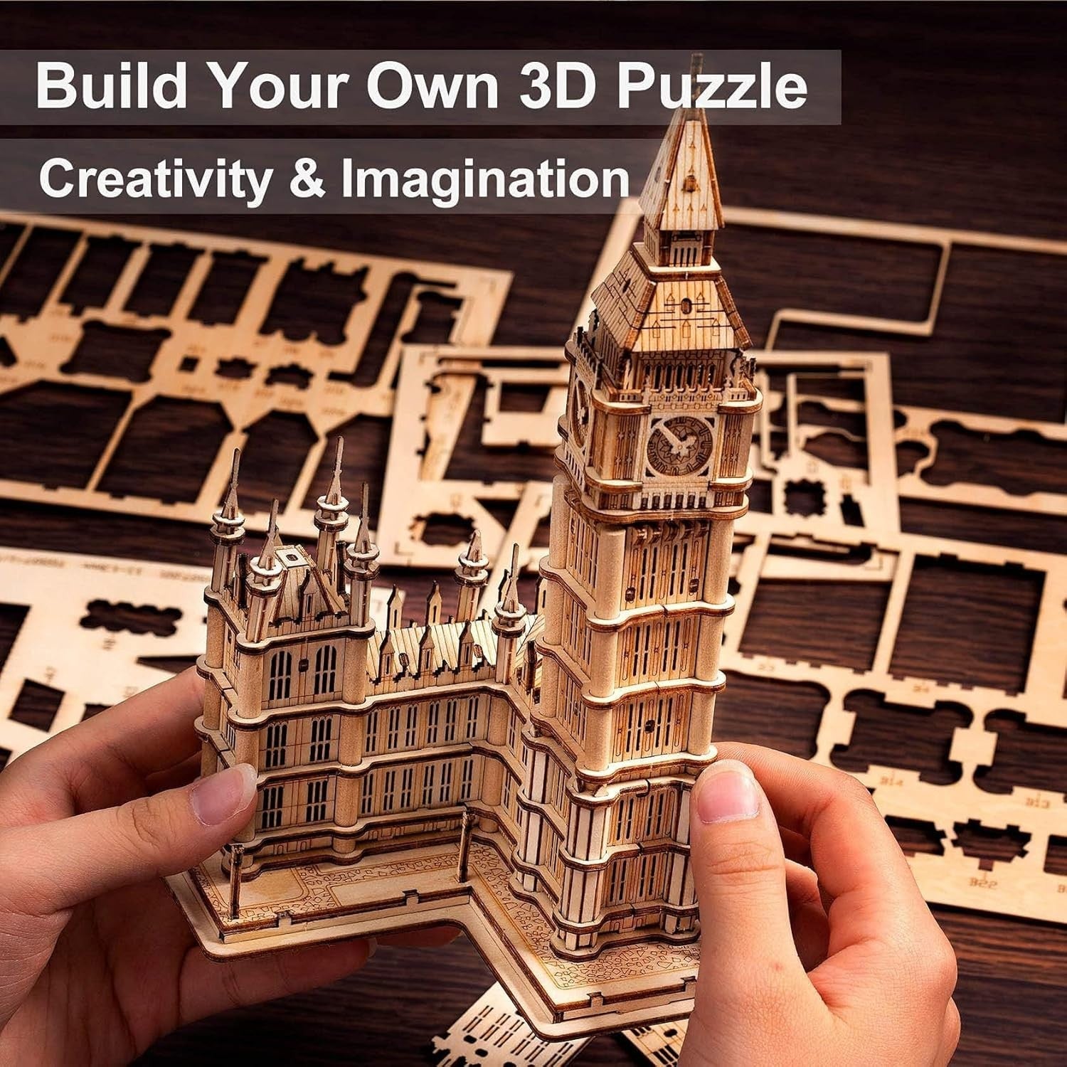3D Wooden Big Ben Puzzle Model Kit – Laser Cut, Light-Up, Easy Build