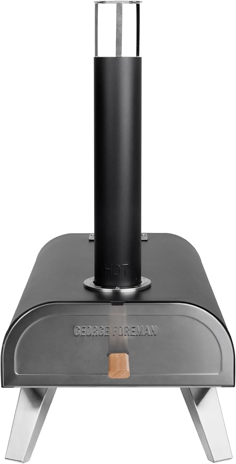 12" Outdoor Wood Fired Pizza Oven Black Stainless Steel Portable BBQ Smoker