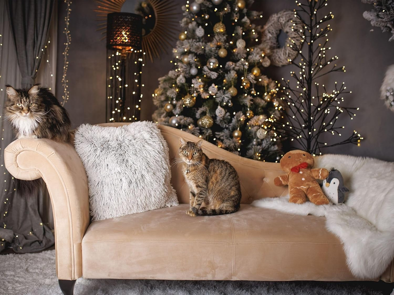 Vintage Beige Velvet Right Hand Chaise Lounge Tufted Chesterfield Sofa 188cm