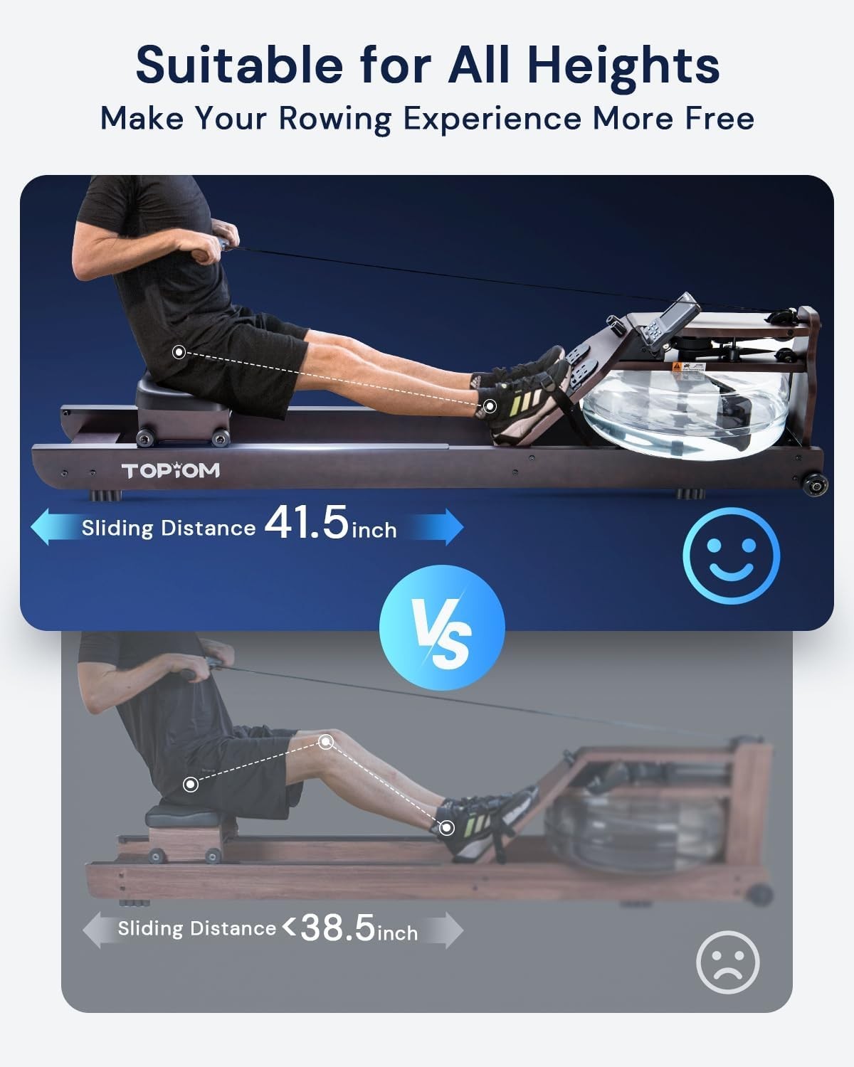 Oak Wood Water Rowing Machine Foldable Bluetooth TM3 Display Home Rower 182KG