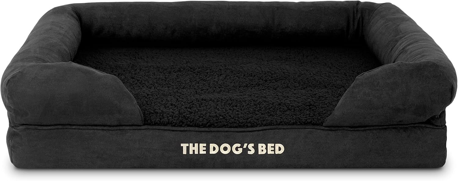 Medium Orthopedic Memory Foam Dog Bed Black Plush