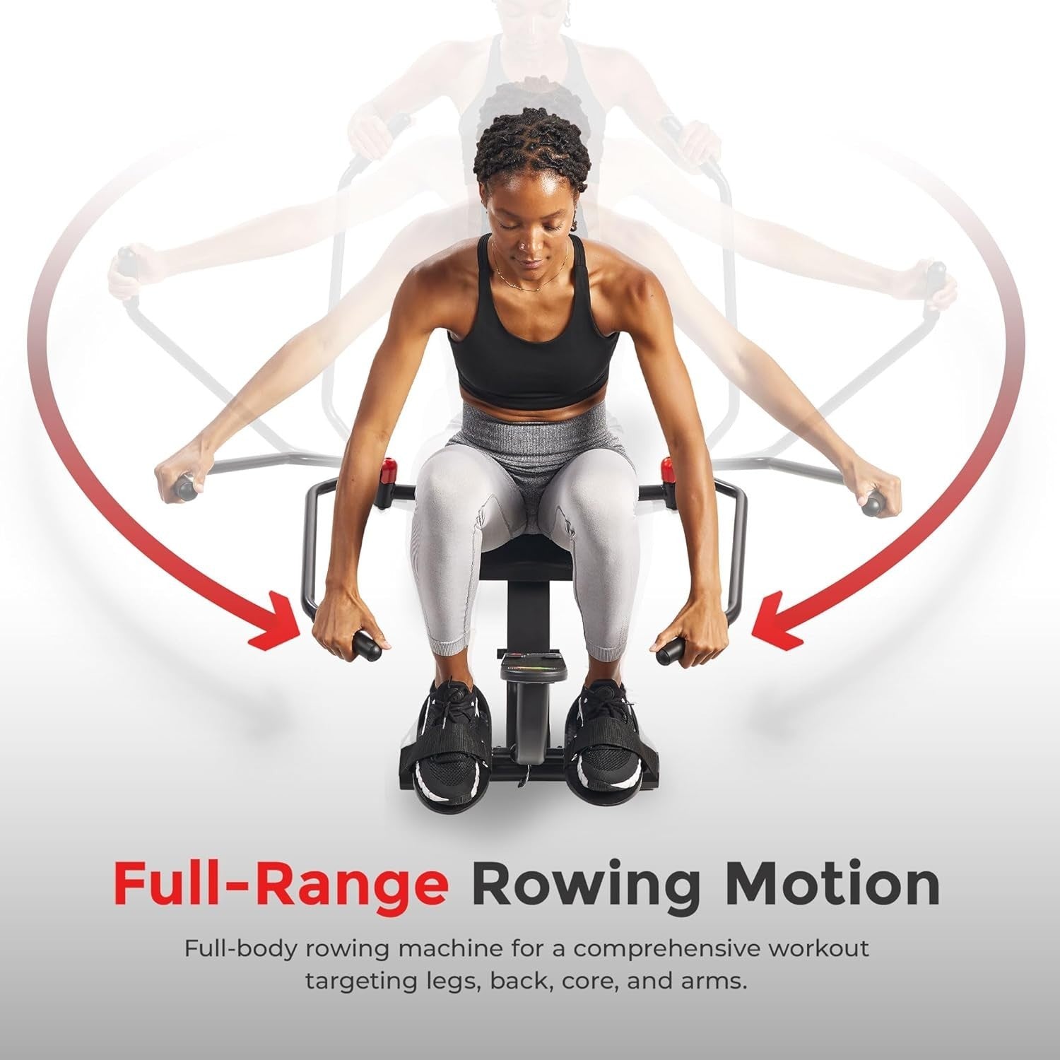 Full-Motion Rowing Machine Hydraulic 12-Level Smart Rower LCD App 180KG