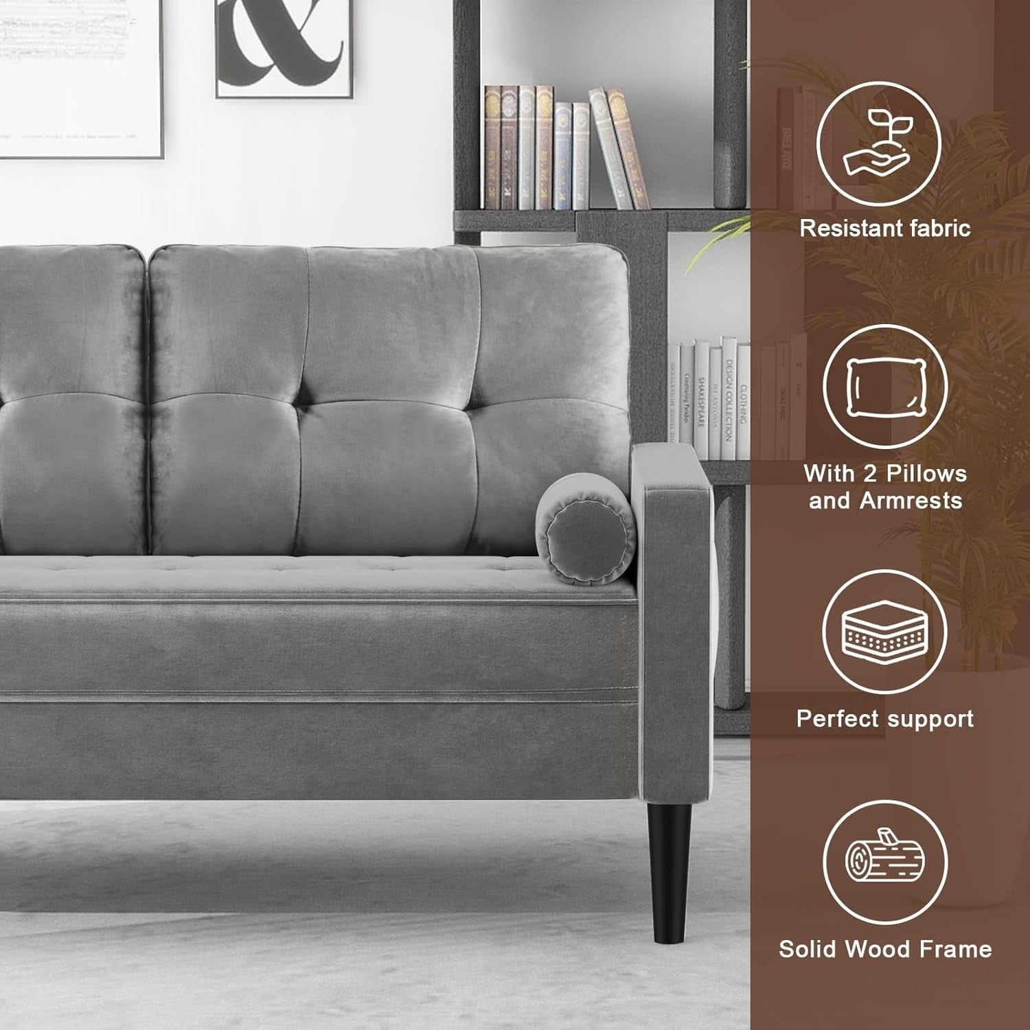 2 Seater Sofa Bed Light Grey| Comfy Small Couch for Lounge, Flat, Bedroom