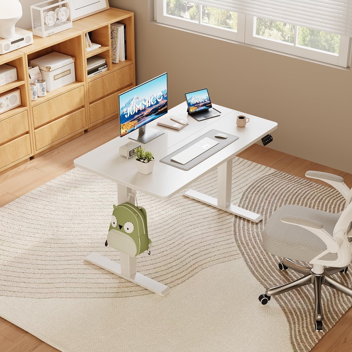 Electric Standing Desk 140x60cm Adjustable Sit Stand Table with Memory – White