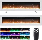 152cm Wall Mounted Electric Fireplace with Realistic LED Flames & Remote