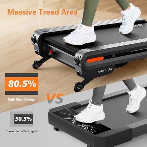 Full Deck Under Desk Treadmill 3.5HP Auto Incline Home Office Gym