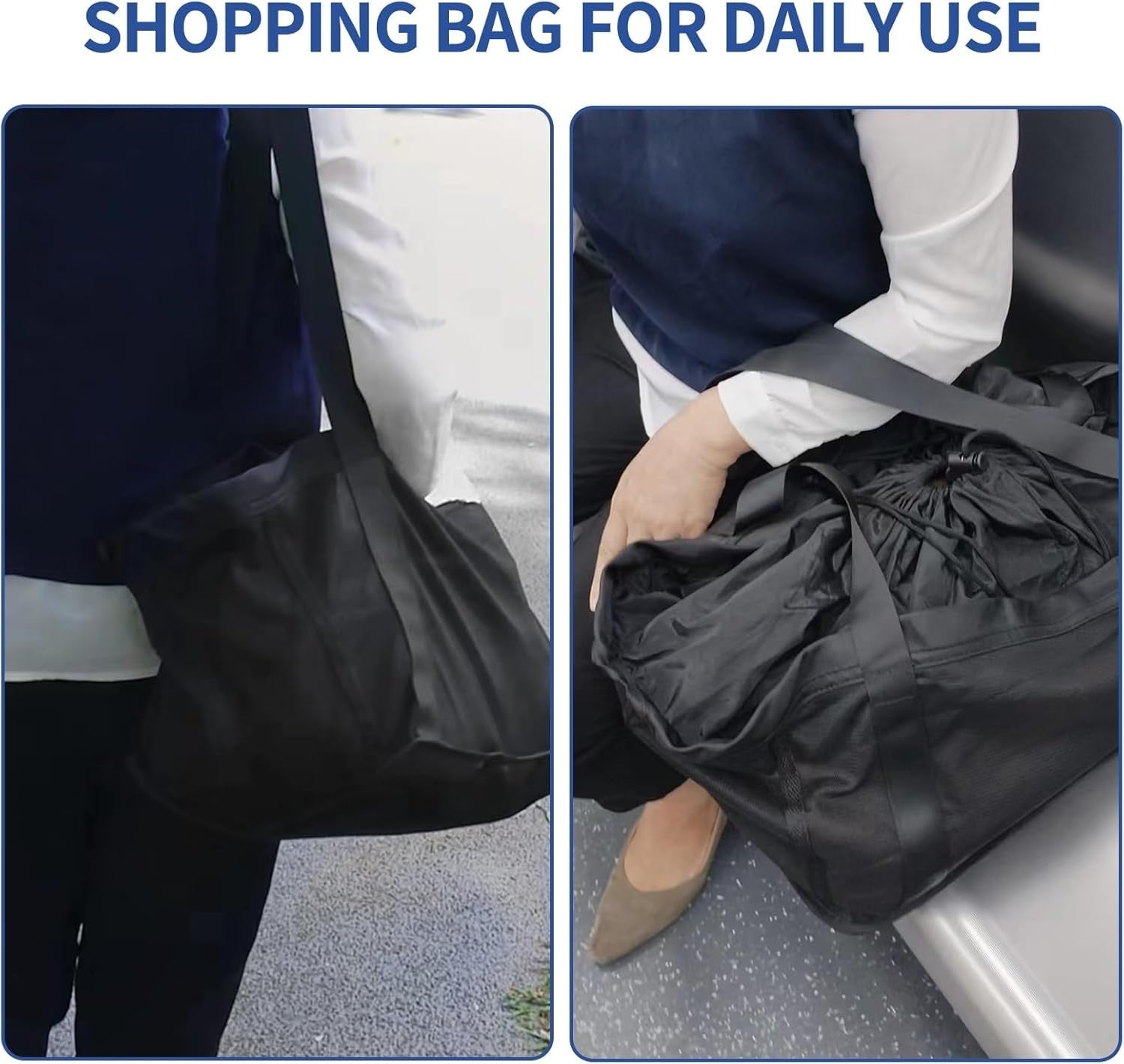 70L Foldable Shopping Trolley with Insulated Liner & Wheels for Groceries