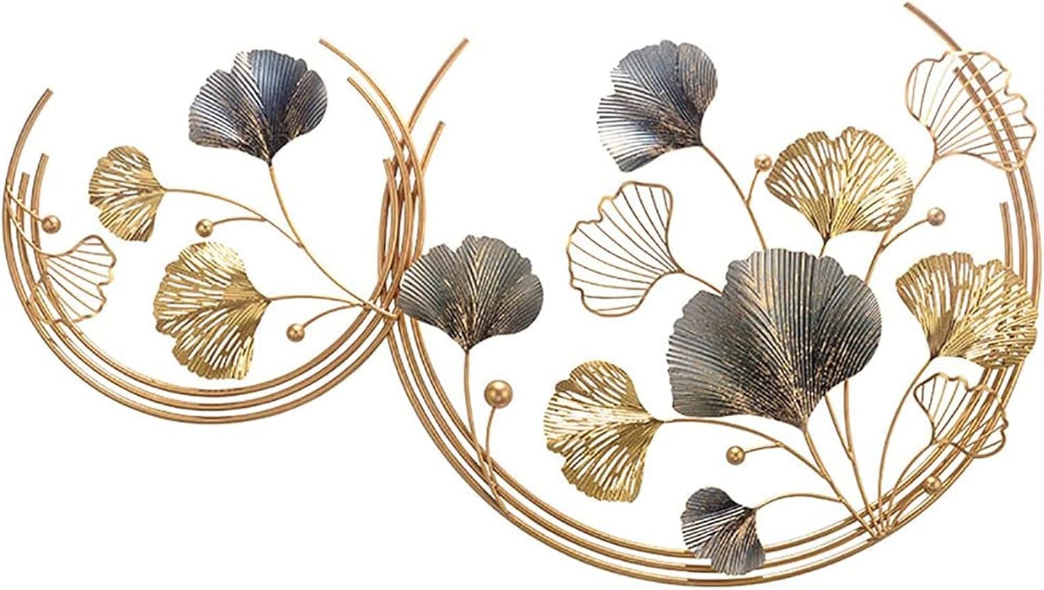 Luxury Gold Metal Wall Art Ginkgo Leaves 3D Wall Sculpture Modern Decor