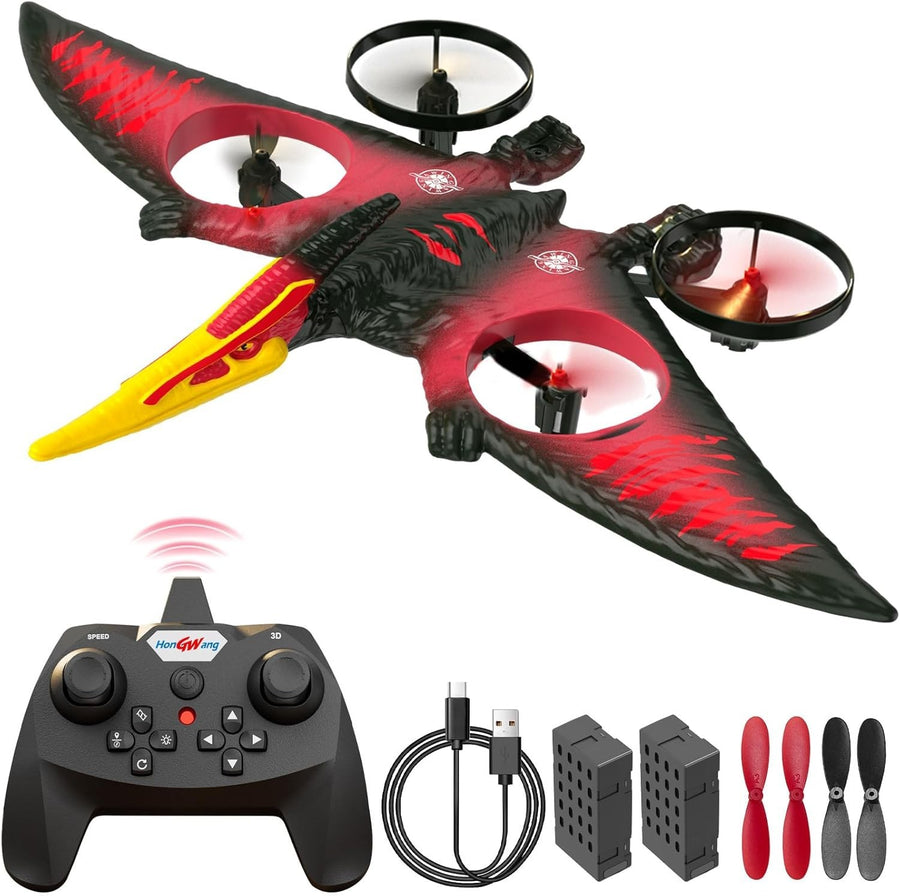 Aooess Dinosaur RC Airplane Drone for Kids USB Rechargeable Flying Toy