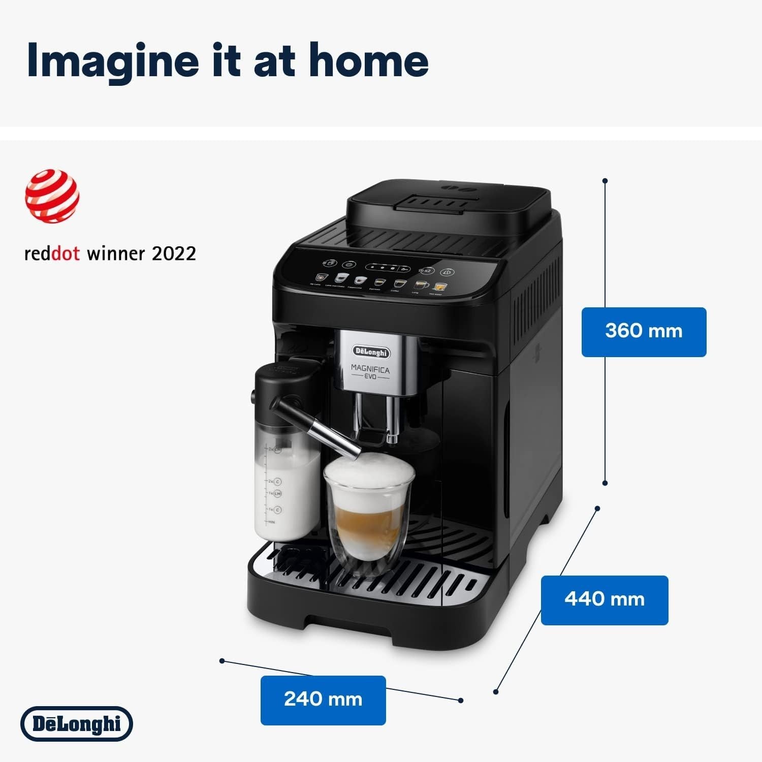Smart Bean to Cup Coffee Machine | 7 Drink Presets | Auto Milk Frother | 1450W