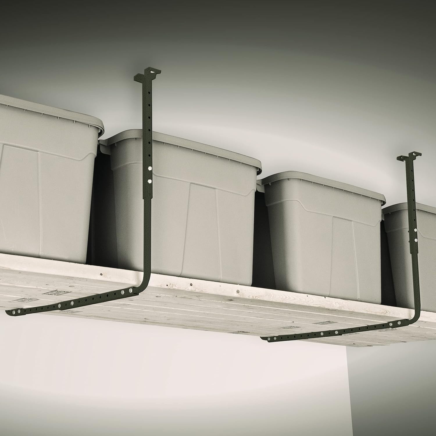 Adjustable Garage Ceiling Shelf Matte Black 86.4D x 66W x 86.4H cm