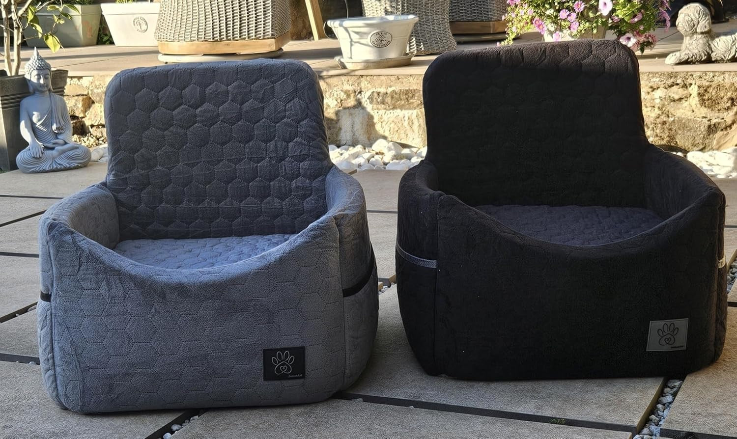 Luxury Memory Foam Dog Car Seat Booster Bed Washable Cover 35lb Grey