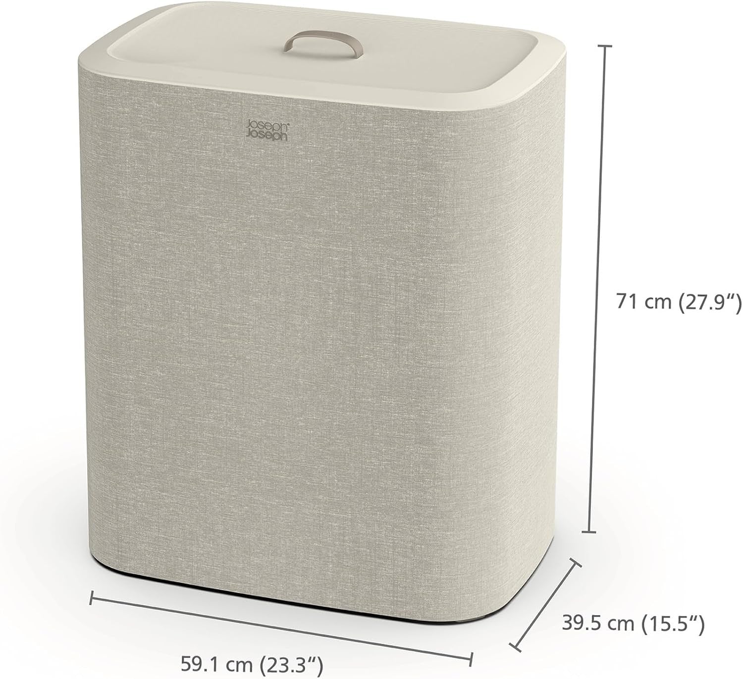 90L Dual Laundry Basket with Lid Removable Washing Bags Modern Ecru Fabric