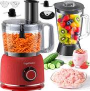1500W Food Processor Blender Combo 2.5L Chopper 2L Glass Jar Red