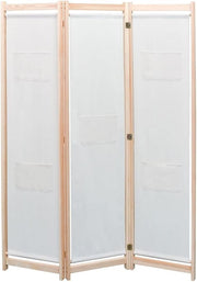 3 Panel Cream Folding Room Divider 120x170cm Fabric & Wood Privacy Screen