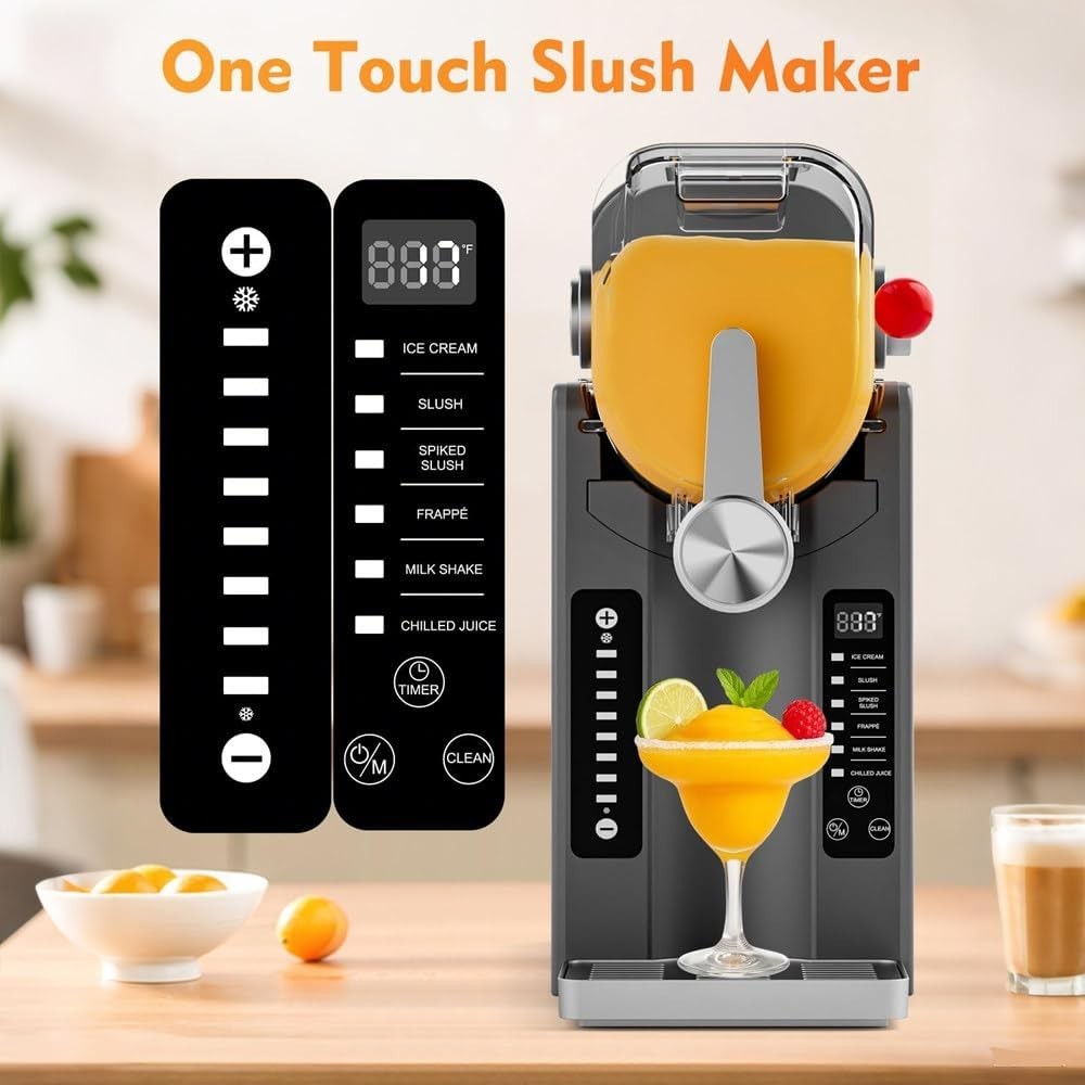 Professional Slushie Machine No Ice Needed Frozen Drink Maker 6 Presets 1.6L