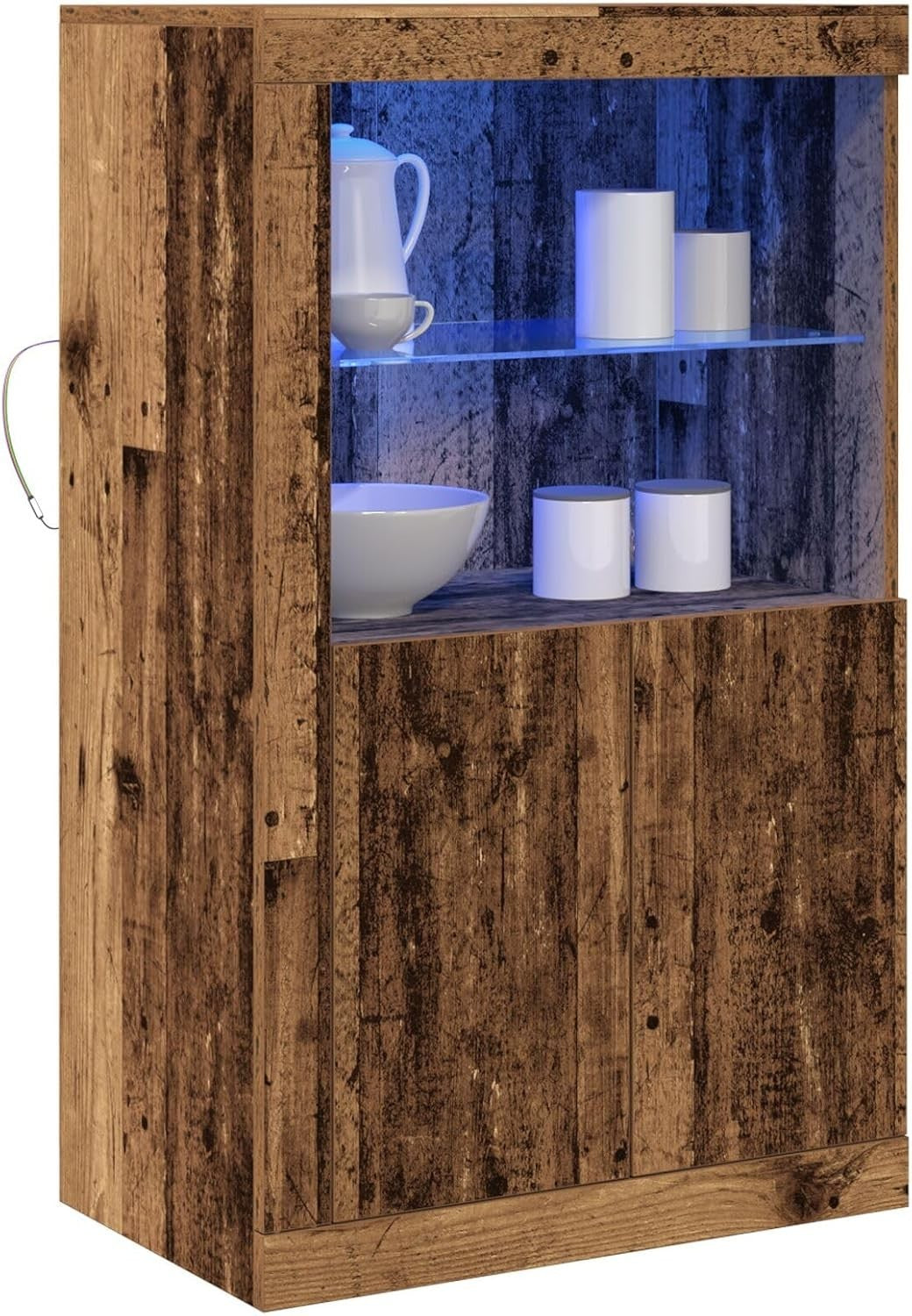 Rustic Reclaimed Wood Storage Cabinet with 2 Doors & Shelves, Easy Assemble