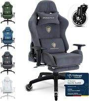 Ergonomic Gaming Chair with Footrest Microfibre Velour Grey