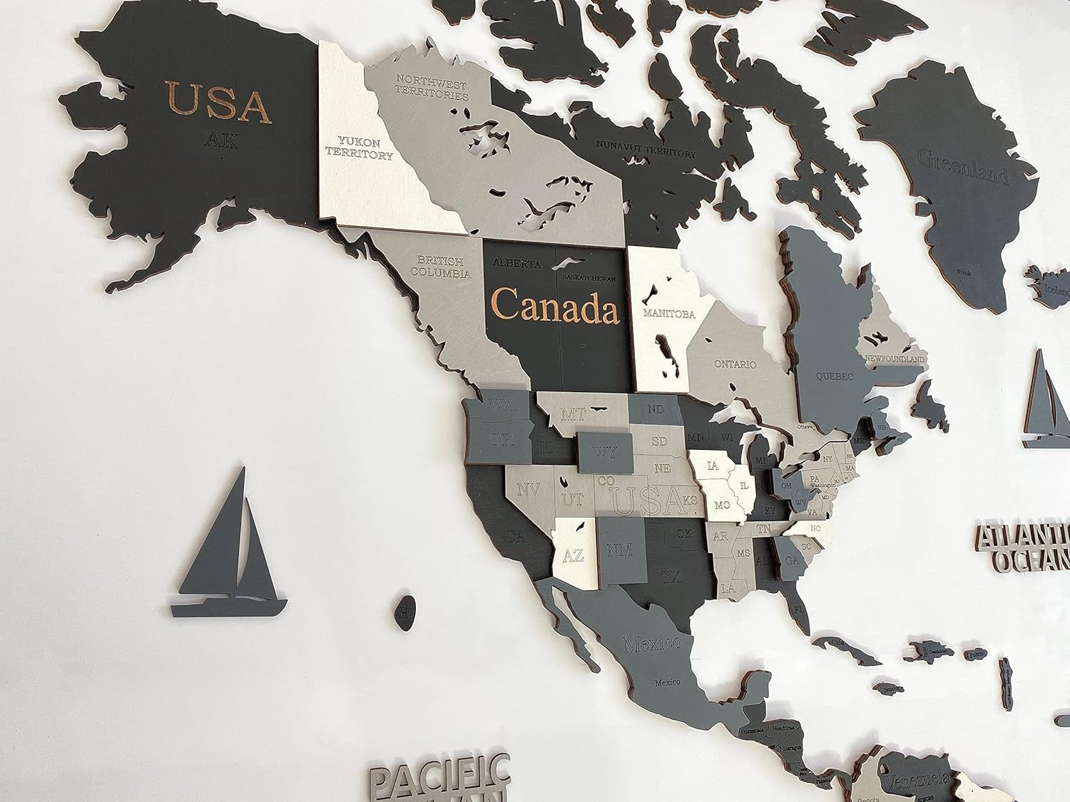 XL 3D Wooden World Map Wall Art Night Travel Decor 213x113cm