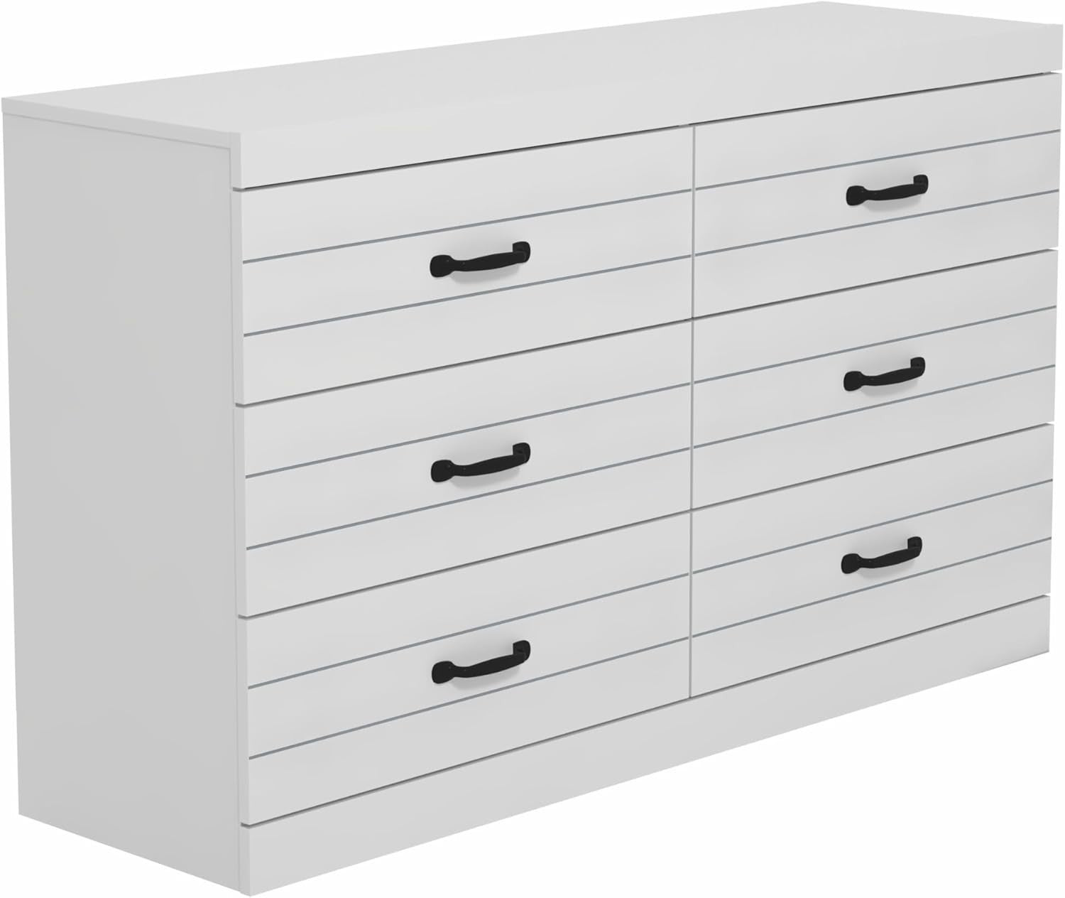 White 6 Drawer Chest, Wide Modern Storage Cabinet for Bedroom or Hallway