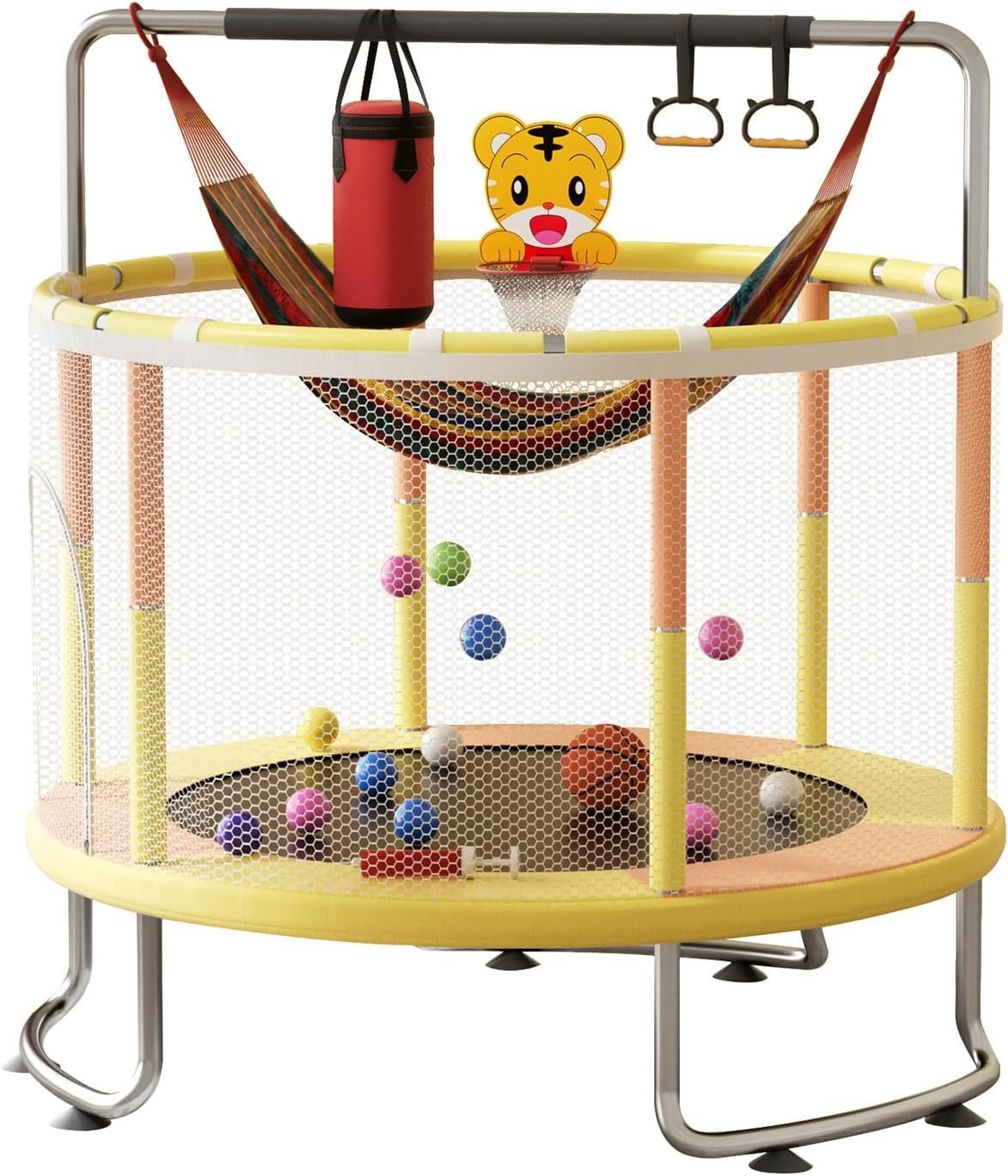 60in Kids Trampoline with Swing Gym Bar Indoor Outdoor 440LB