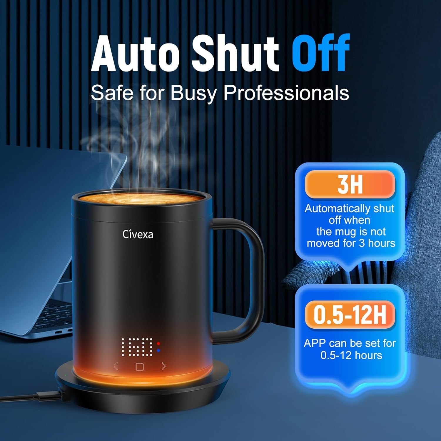 Rechargeable Self Heating Coffee Mug 14oz Temp Control