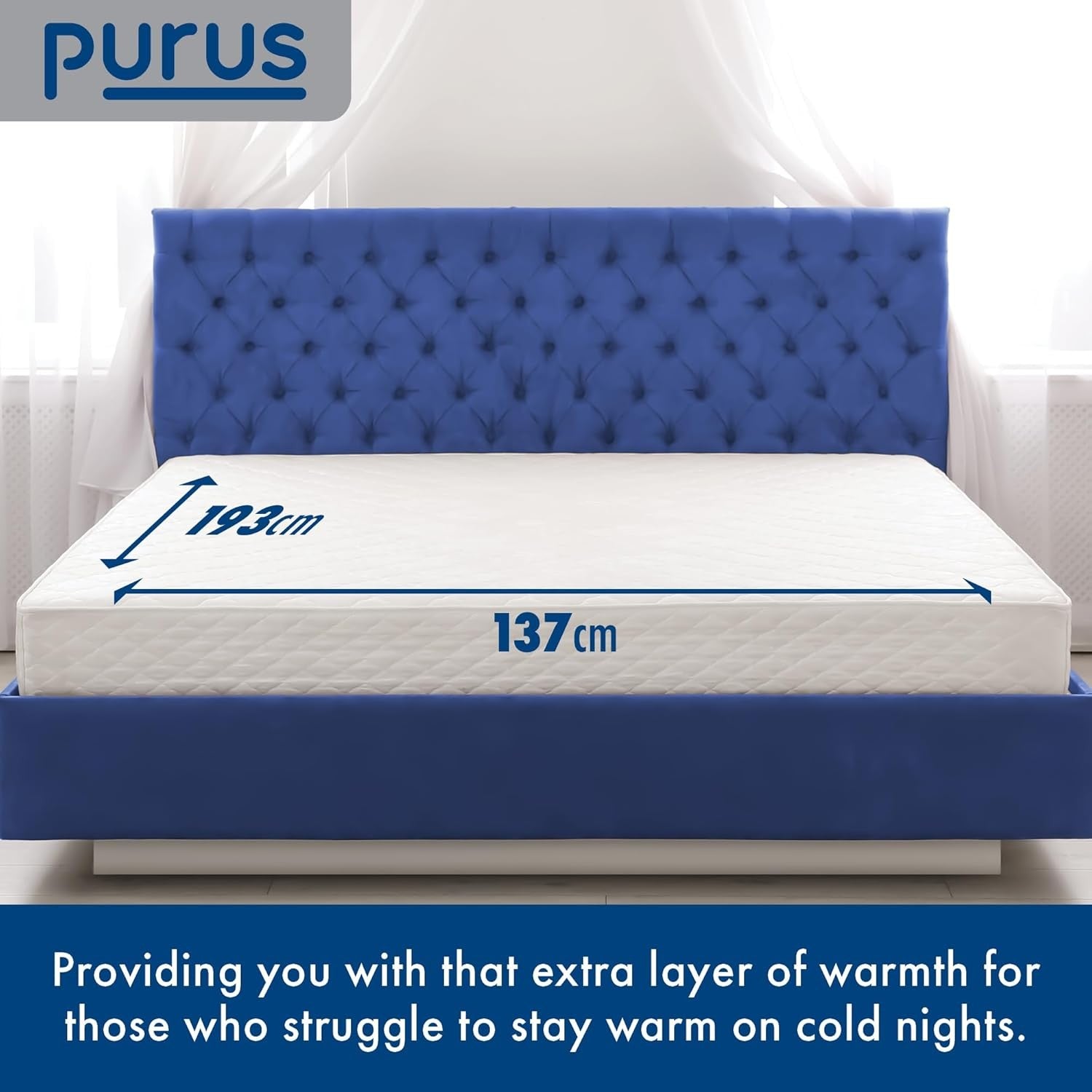 Double Electric Underblanket White 193x137cm Dual Control Heated Mattress