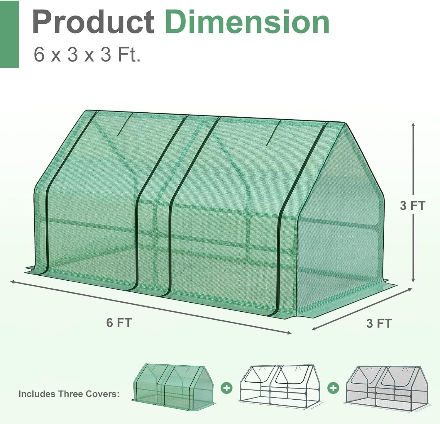 Heavy Duty Garden Greenhouse with 3 Covers Waterproof UV Protection Cold Frame