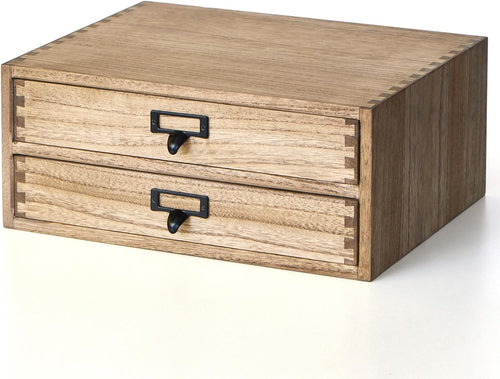 Wood Desktop File Organizer 2 Drawer Office Storage Printer Stand