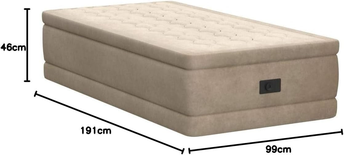 Raised Single Airbed 46cm High Built-In Pump Ultra Plush Comfort Bed
