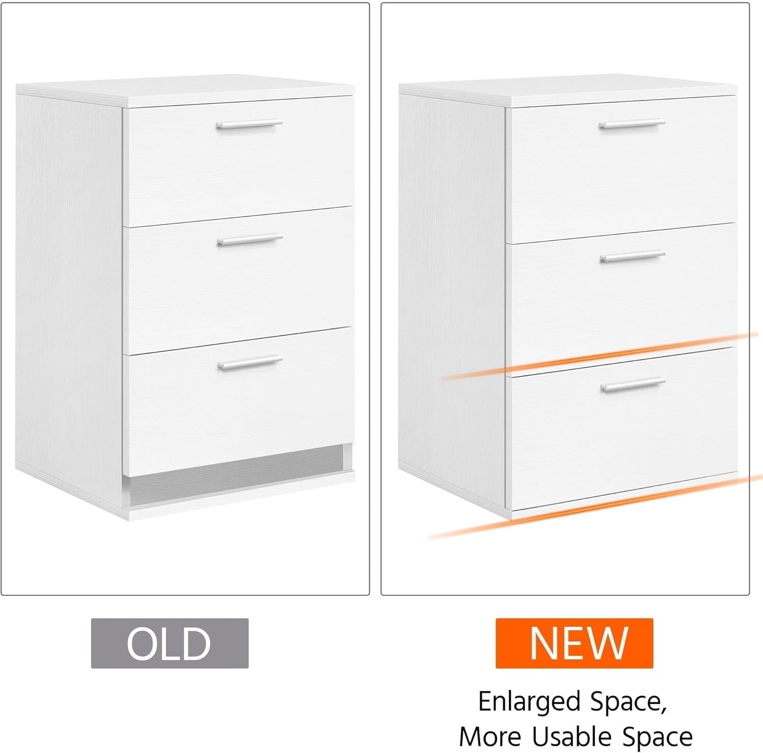Set of 2 White Bedside Tables with 3 Drawers Modern Bedroom Nightstands