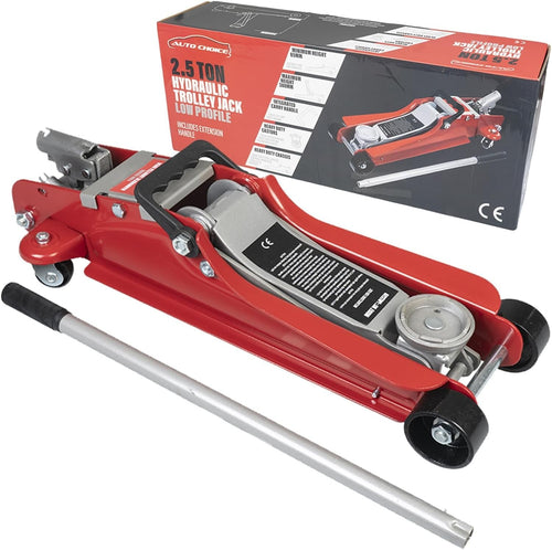 2.5 Ton Low Profile Trolley Jack Heavy Duty Car Lift 85–380mm Hydraulic Red