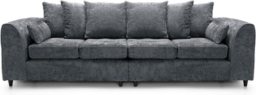 4 Seater Sofa Dark Grey Chenille Large Couch Modern Comfortable Seating